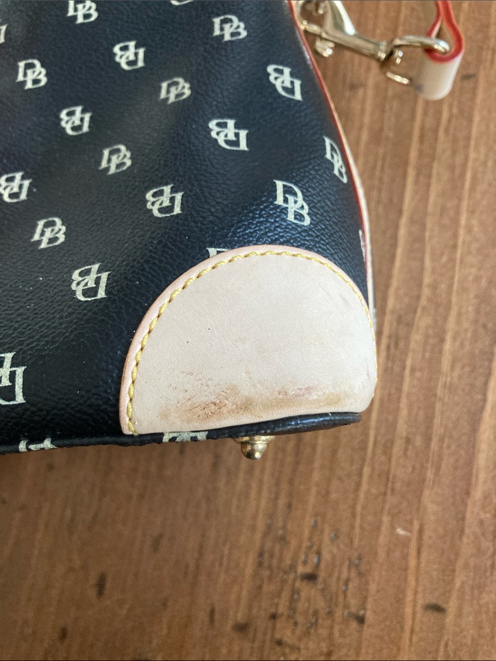 Dooney & Bourke Navy Blue and Cream Logo Satchel - Picture 7 of 11